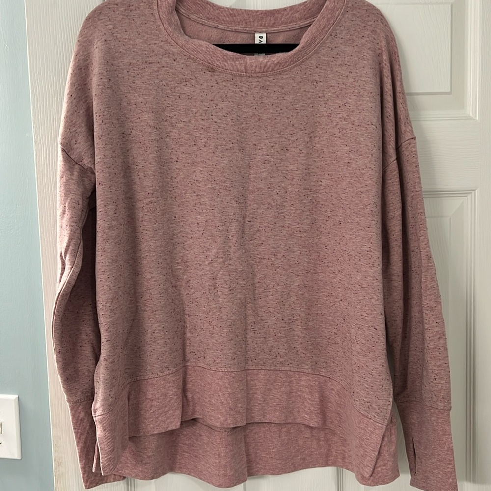 Athleta pink heather crew neck sweatshirt, size L
